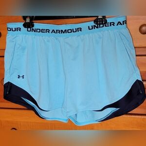 Under Armour Women's Light Blue and Navy Athletic Shorts woth Pockets NWOT